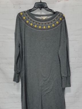 Matilda Jane Gray Long Sleeve Dress with Yellow Embroidered Yoke